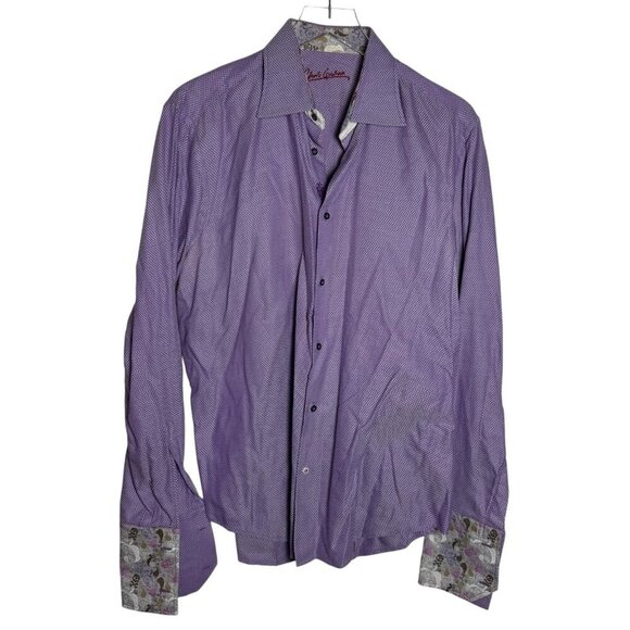ROBERT GRAHAM Shirt Men US L 16.5 EU42 Flip French Cuff purple skull crossbones - Picture 7 of 7
